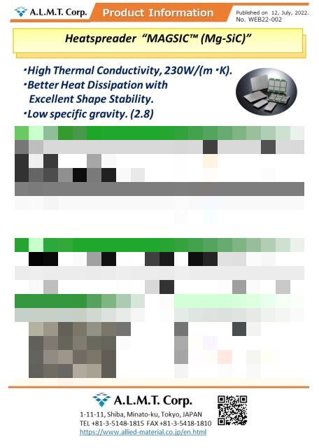 Heat spreader “MAGSIC™ (Mg-SiC)”