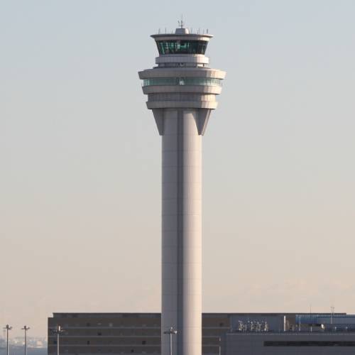 Radar of aircraft landing site control tower