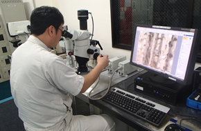 Observation of grinding surface of wheel after machining